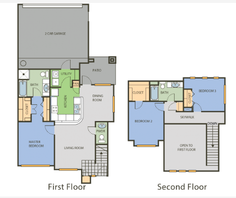 Floor plan for 3 beds, 2.5 baths, 1472 sqft